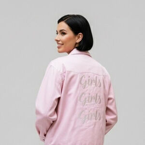Olive and Frank Girls Girls Girls Pink Bomber Jacket - Small - New